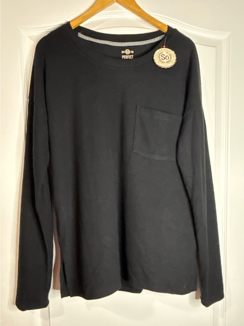 SO Juniors Long Sleeve with Pocket- Black